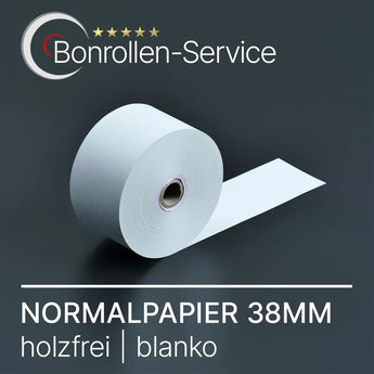 Weiße, leere 38mm Normalpapier-Kassenrolle, holzfrei