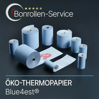 Blue4est Bonrollen aus Öko-Thermopapier in hellblau, verschiedene Größen