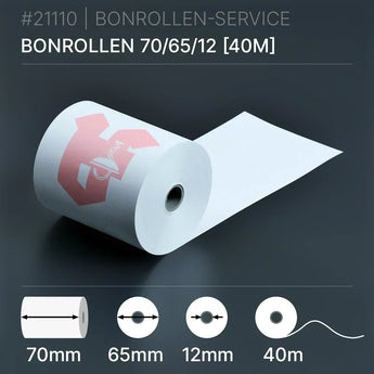 Apothekenrollen 70x65x12 (40m) - Normalpapier - Bonrollen