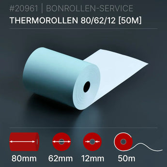 Blaue Thermorollen 80x62x12 (50m) hellblau 80 mm Durchmesser