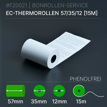 Weiße phenolfreie EC-Thermorolle 57x35x12 (15m) mit SEPA-Text
