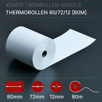 ECO-Thermorollen 80x80x12 (80m): Weiße Thermorolle 80 mm x 80 m