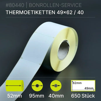 Etiketten 49mm x 62mm - 52/95/40 - Thermopapier - BPA-frei