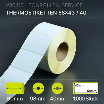 Etiketten 58mm x 43mm - 60/98/40 - Thermopapier - BPA-frei