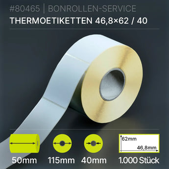 Rolle weißer Thermopapier-Etiketten 46,8x62mm, 1000 Stück, Goldrücken
