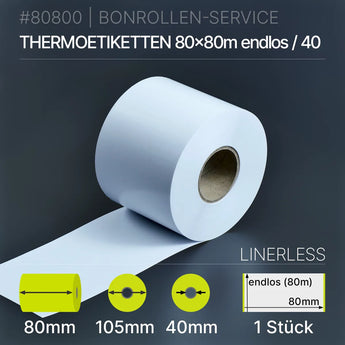 Linerless Etiketten 80mm x 80m Thermo-TOP Rolle weiß