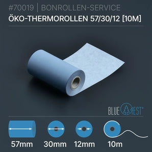 Öko-Thermorollen 57x30x12 (10m) - Bonrollen Thermopapier | Blue4est®
