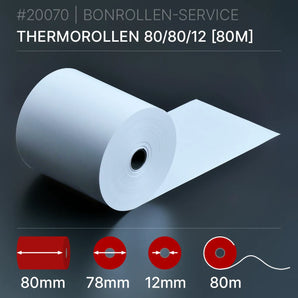 Thermorollen 80x80x12 (80m) - Bonrollen Thermopapier | BPA-frei