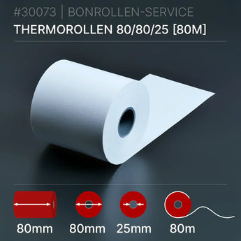 Thermorollen 80x80x25 (80m) - Bonrollen Thermopapier | BPA-frei