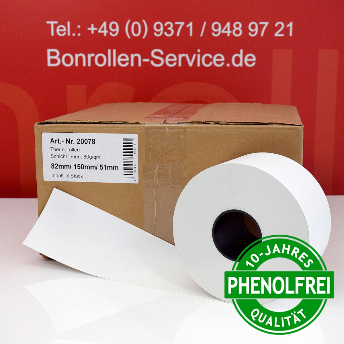 Phenolfreie Automatenrollen 82 / 150 / 51 weiß mit extra-starkem Thermopapier - Schicht innen