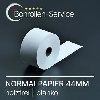 Weiße, leere Thermopapier-Rolle 44mm, holzfrei, Normalpapier-Kassenrollen blanko