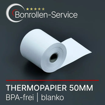 Weiße Thermorolle 50 mm breit, blanko, BPA-frei
