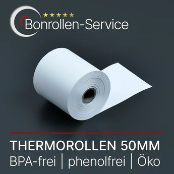 Thermorollen 50mm POS-Rollen: weiße Rolle, 50mm breit, glatte Oberfläche