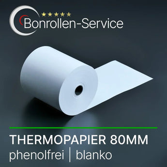 Weiße blanke Thermorolle 80 mm breit, phenolfrei.