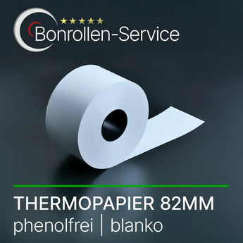 Weiße Thermorolle 82 mm breit, phenolfrei, Thermorollen 82mm blanko