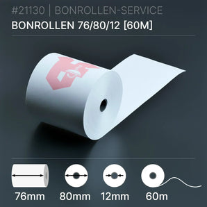 Apothekenrollen 76x80x12 60m bonrollen weiß Normalpapier rosa Logo