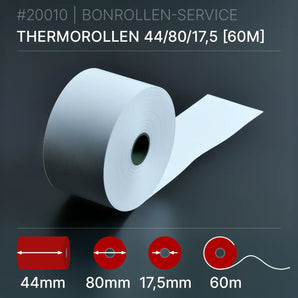 Thermorollen 44x80x17,5 (60m) BPA-frei extrastark weißer Bonrollen-Service Roll