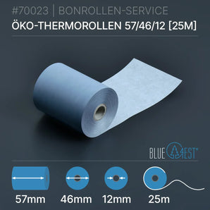 Öko-Thermorollen 57x46x12 (25m) - Bonrollen Thermopapier | Blue4est®