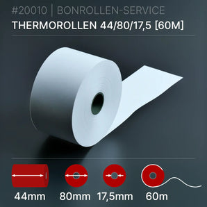 Thermorollen 44x80x17,5 (60m) - BPA-frei | extrastark - Bonrollen Thermopapier