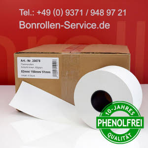 20078 - Automatenrollen phenolfrei 82 / 150 / 51 aus extrastarkem Papier - INNENWICKLUNG (8 Rollen)